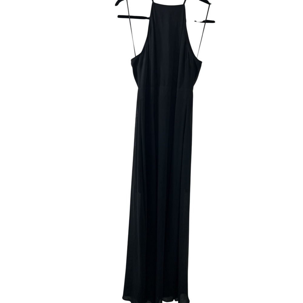 Express Halter Maxi Dress 4 Black Sleeveless Back Zip‎ Minimalist Chic Formal